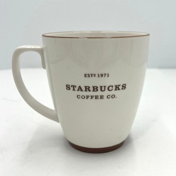 Vintage Classic Starbucks Coffee Tea Large Mug Cup 2006 Cream Abbey Brown Trim - Picture 1 of 7